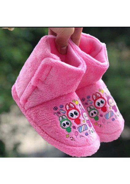 Kız Çocuk Cırtlı Panduf Labubu Panduf Kaydırmaz Taban Anaokulu Kreş Ev Ayakkabısı