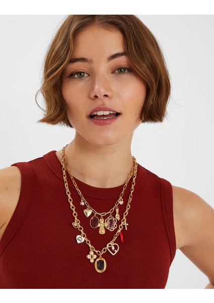 Charmlı Kolye Bordo modelleri