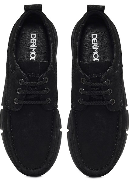 Erkek Siyah Bağcıklı Nubuk Deri Casual Ayakkabı 25WFD7101V3