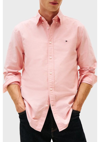 % 100 Pamuk Regular Fit Uzun Kollu Logolu Gömlek Erkek Gömlek MW0MW35774 Scx