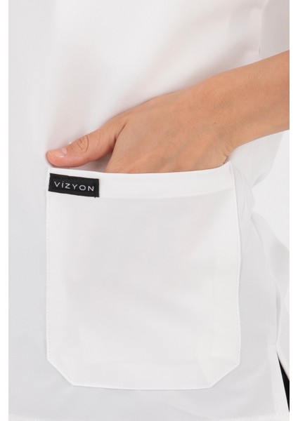 Premium Lycra Beyaz Tek Üst Hemşire Forması Cerrahi Forma, Scrubs Üniforma(Unısex) indirimleri