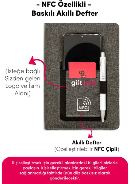 Kişiye Özel Nfc Çipli Termo Deri Defter – Cepli, Tarihsiz ve Özelleştirilebilir