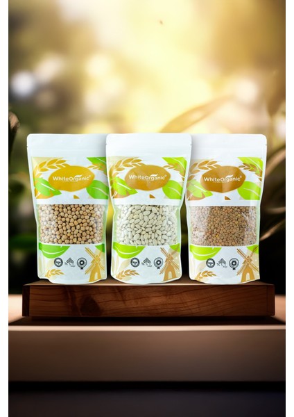 Organik Nohut+Organik Kuru Fasulye+Organik Yeşil Mercimek Bakliyat Set