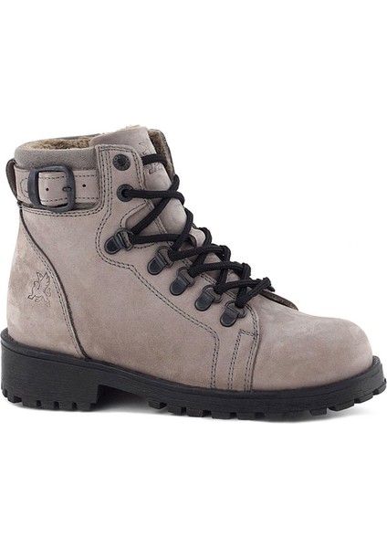 Griffon Hakiki Deri Açık Gri Bağcıklı Fermuarlı Bot