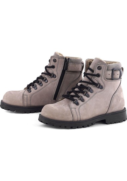 Griffon Hakiki Deri Açık Gri Bağcıklı Fermuarlı Bot indirimleri