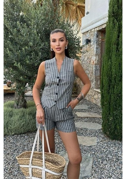 Carla Işıltılı Yelek Şort Takım 9821