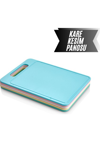 Kare Kesim Panosu, Plastik Kesme Tahtası, Çok Amaçlı Kesme Tahtası, Doğrama Tahtası - Karışık Renk
