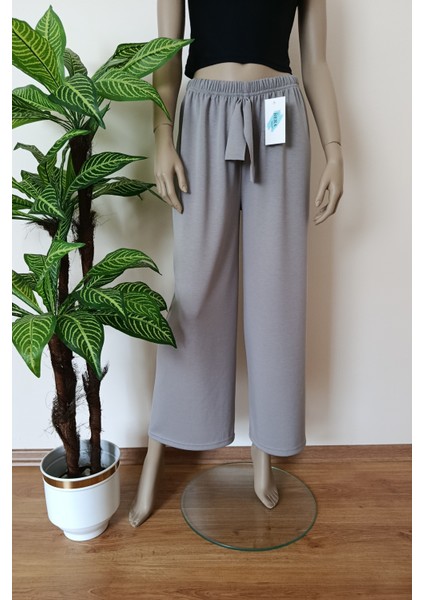 Kadın Yumuşak Dokulu Geniş Paça Pantolon
