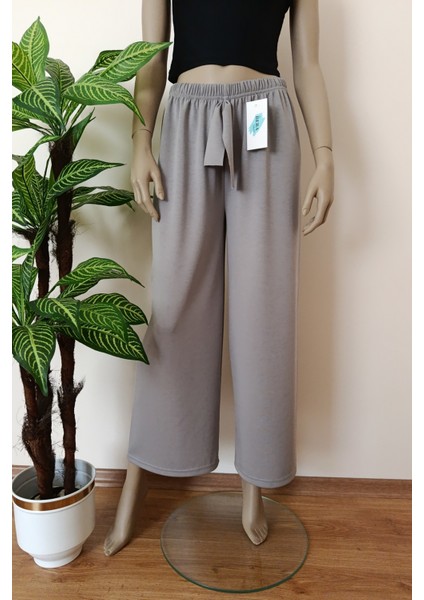 Kadın Yumuşak Dokulu Geniş Paça Pantolon