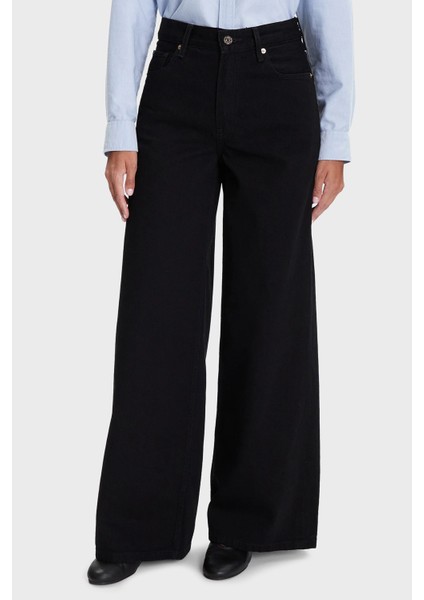 % 100 Pamuk Wide Leg Yüksek Bel Geniş Paça Jeans Bayan Kot Pantolon WW0WW48254 1by
