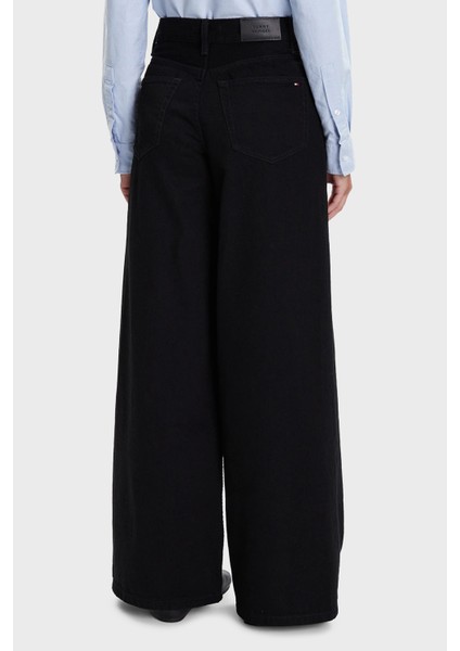 % 100 Pamuk Wide Leg Yüksek Bel Geniş Paça Jeans Bayan Kot Pantolon WW0WW48254 1by modelleri
