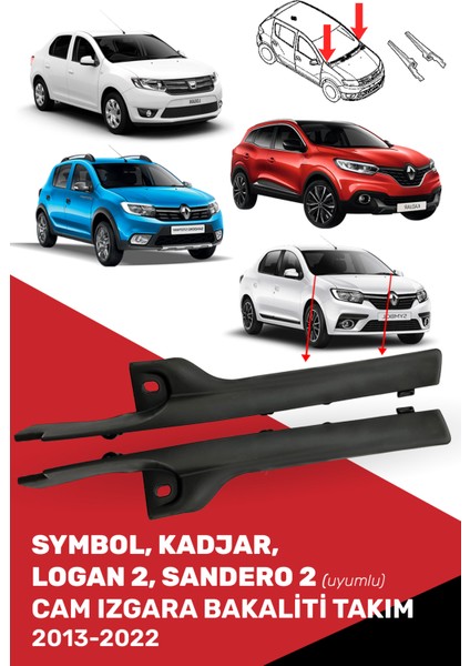 Symbol-Kadjar-Sandero-Logan Cam Izgara Bakaliti Takım Sağ, Sol (2013-2020) 668220167R, 668226391R