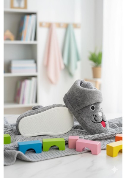 Sevimli Hayvanlar Cırtlı Kaydırmaz Taban Kreş Ev Okul Ayakkabısı Bebek Çocuk Panduf Ev Botu fiyatları