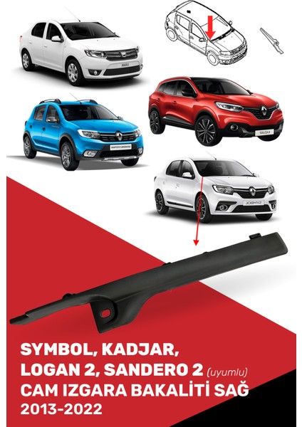 Symbol - Kadjar - Sandero - Logan Cam Izgara Bakaliti Sağ (2013-2020), (668220167R - 668225318R)