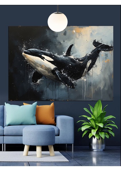 Okyanusta Zıplayan Katil Balina Dekoratif Kanvas - Mdf Ahşap Tablo fırsatları