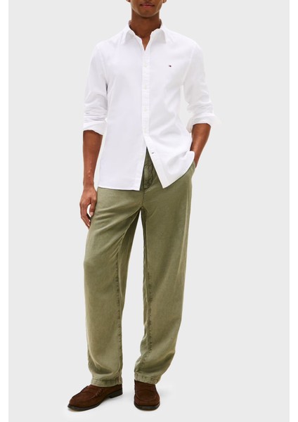 % 100 Pamuk Slim Fit Düğmeli Yaka Gömlek Erkek Gömlek MW0MW37578 Ycf fiyatları