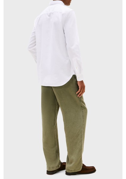 % 100 Pamuk Slim Fit Düğmeli Yaka Gömlek Erkek Gömlek MW0MW37578 Ycf modelleri