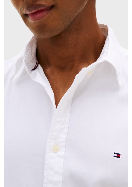 % 100 Pamuk Slim Fit Düğmeli Yaka Gömlek Erkek Gömlek MW0MW37578 Ycf fırsatları