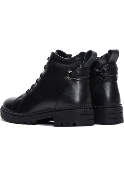 Kadın Siyah Fermuarlı Deri Postal Bot 25WFD410718