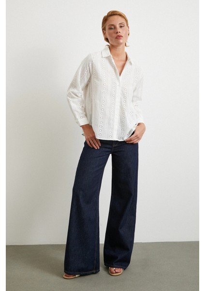 Fisto Işlemeli Gömlek Beyaz fiyatları