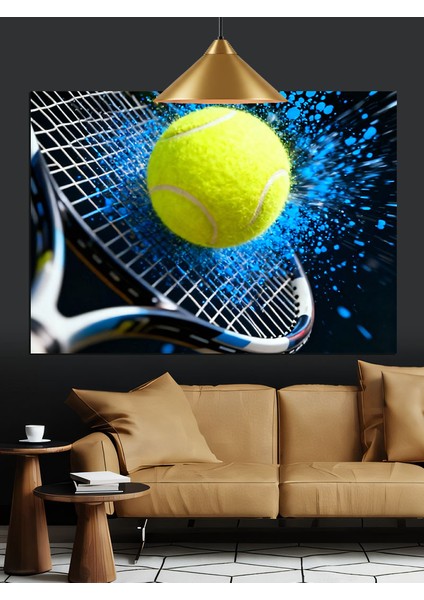Tenis Raketine Çarpan Top Dekoratif Kanvas - Mdf Ahşap Tablo indirimleri