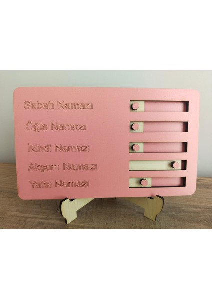 Kaletreewood Çocuklar Için Renkli Ahşap Namaz Takip Panosu, 5 Vakit Sürgülü Takip, Ibadet Alışkanlığı, One Size