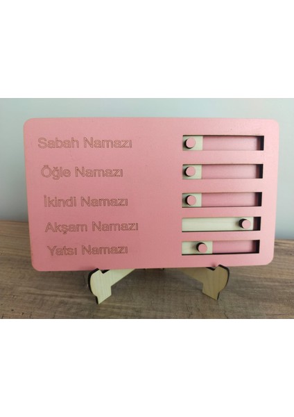 Kaletreewood Çocuklar Için Renkli Ahşap Namaz Takip Panosu, 5 Vakit Sürgülü Takip, Ibadet Alışkanlığı, One Size modelleri
