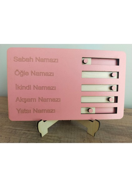 Kaletreewood Çocuklar Için Renkli Ahşap Namaz Takip Panosu, 5 Vakit Sürgülü Takip, Ibadet Alışkanlığı, One Size indirimleri