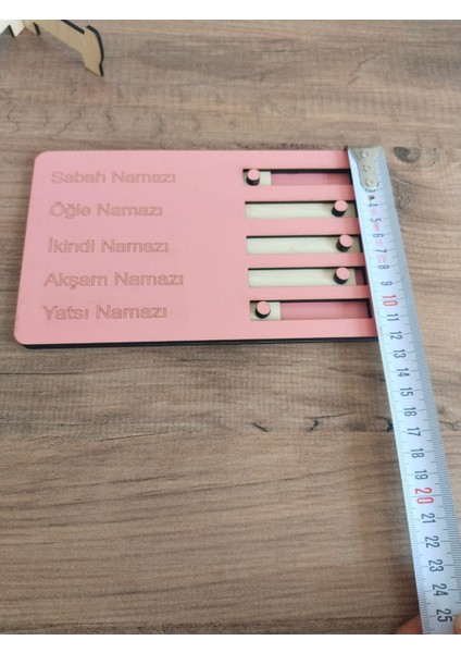 Kaletreewood Çocuklar Için Renkli Ahşap Namaz Takip Panosu, 5 Vakit Sürgülü Takip, Ibadet Alışkanlığı, One Size