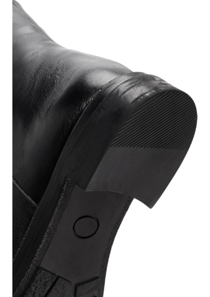 Kadın Siyah Fermuarlı Deri Bot 25WFD410618