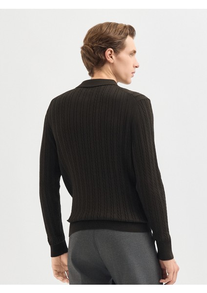 Erkek Regular Fıt Triko Kazak-Kahve indirimleri