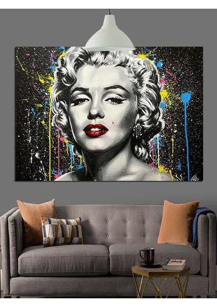 Renkli Marilyn Monroe Portresi Dekoratif Kanvas - Mdf Ahşap Tablo fırsatları
