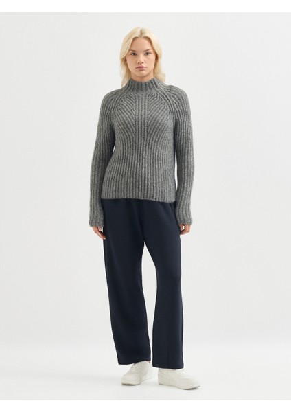 Kadın Triko Kazak-Gri
