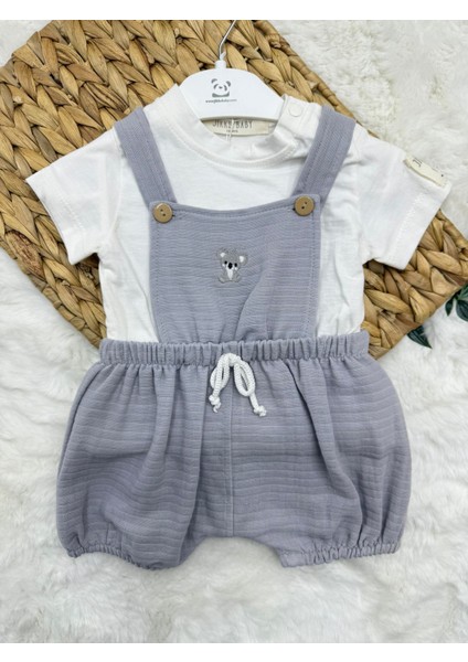 Erkek Bebek Pamuklu Müslin Salopet - Tulum