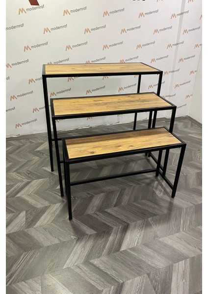 Üçlü Merdiven Büyük Boy Siyah Stand