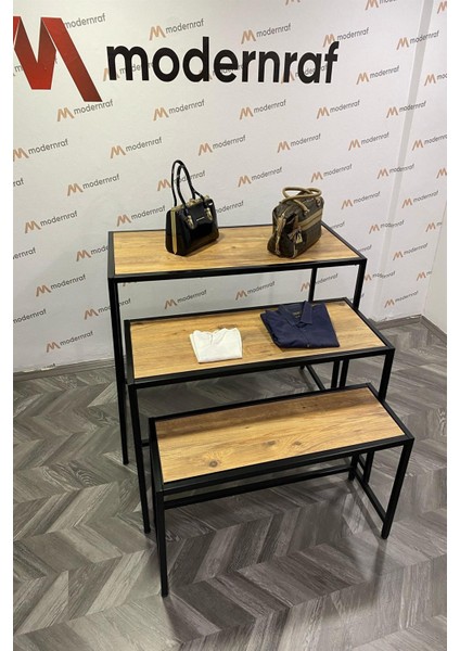 Üçlü Merdiven Büyük Boy Siyah Stand modelleri