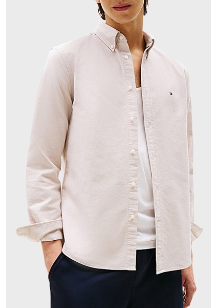 % 100 Pamuk Regular Fit Uzun Kollu Logolu Gömlek Erkek Gömlek MW0MW35774 Rbc