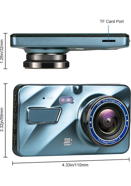 Çift Lensli 4' Ekranlı 1296P Ön-Arka Araç Içi Kamera G-Sensörlü indirimleri