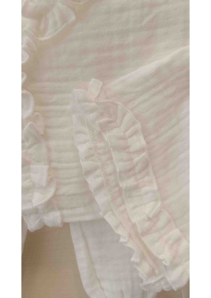 Fırfırlı Kruvaze Alt Üst Müslin Bebek Takımı Hastane Çıkışı modelleri