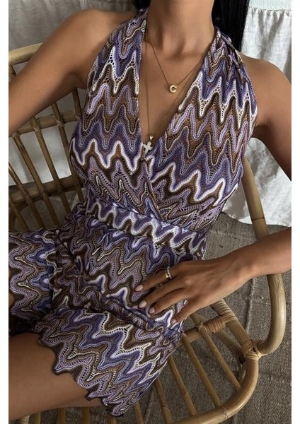 Zikzak Desenli Multi Renk Geçişli Mini Tulum 1365 indirimleri