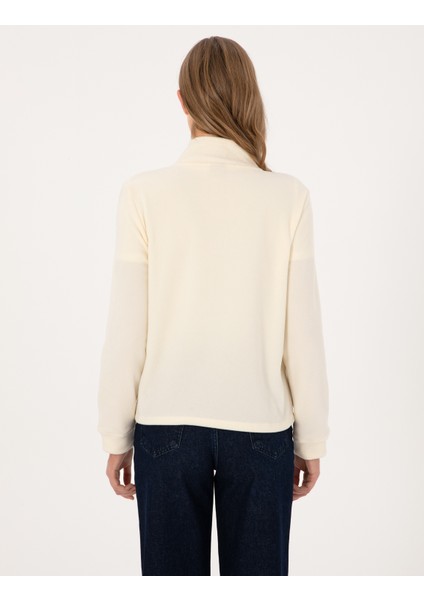 Kadın Ekru Comfort Fit Fermuarlı Polar Sweatshirt 50316333-VR019 indirimleri