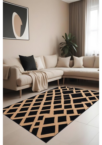 Dijital Baskı Jüt Görünüm Geometrik Desen Dekoratif Makinada Yıkanabilir Salon Koridor Yolluk Halısı fiyatları