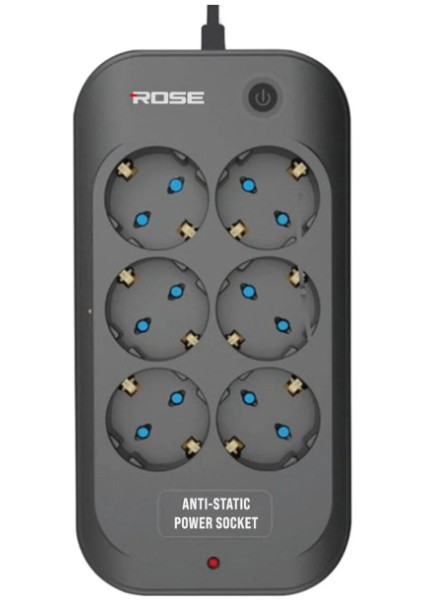 3m Kablolu Rose Model 6 Prizli Akım Korumalı Priz 16A 6003