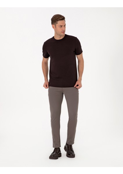 Erkek Vizon Slim Fit Beli Lastikli Kordonlu Jogger Kanvas Pantolon 50317281-VR052 modelleri