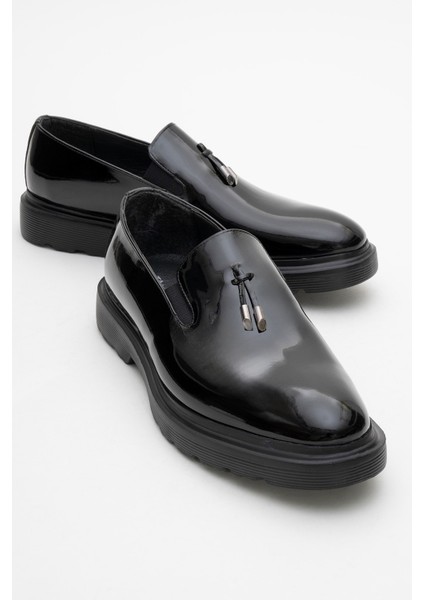 Erkek Klasik Kalın Tabanlı Abiye Rugan Ayakkabı