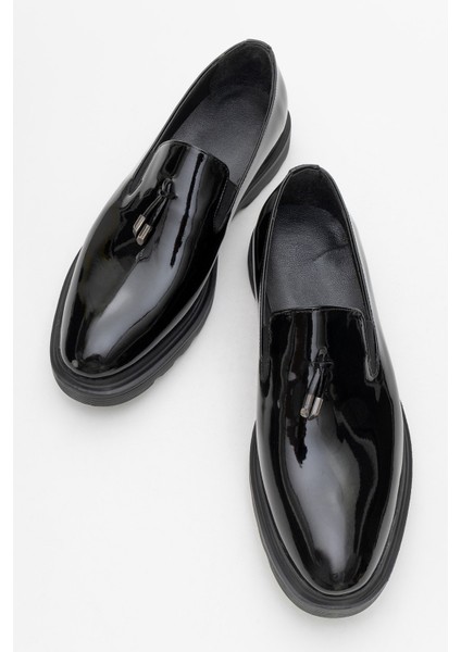 Erkek Klasik Kalın Tabanlı Abiye Rugan Ayakkabı