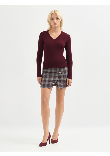 Kadın Triko Kazak-Bordo
