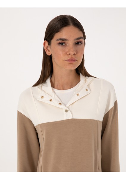 Kadın Bej Oversize Modal Karışımlı Sweatshirt 50309096-VR011 fiyatları