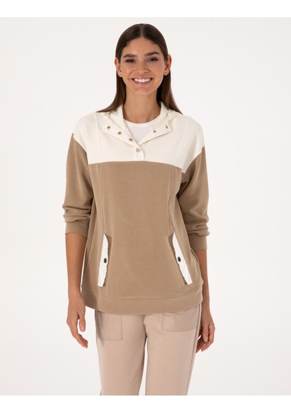 Kadın Bej Oversize Modal Karışımlı Sweatshirt 50309096-VR011 modelleri