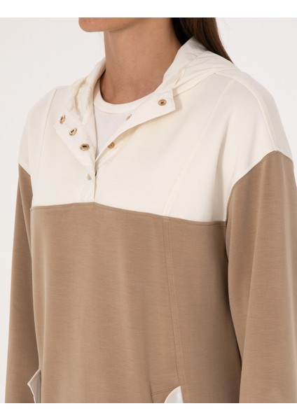 Kadın Bej Oversize Modal Karışımlı Sweatshirt 50309096-VR011